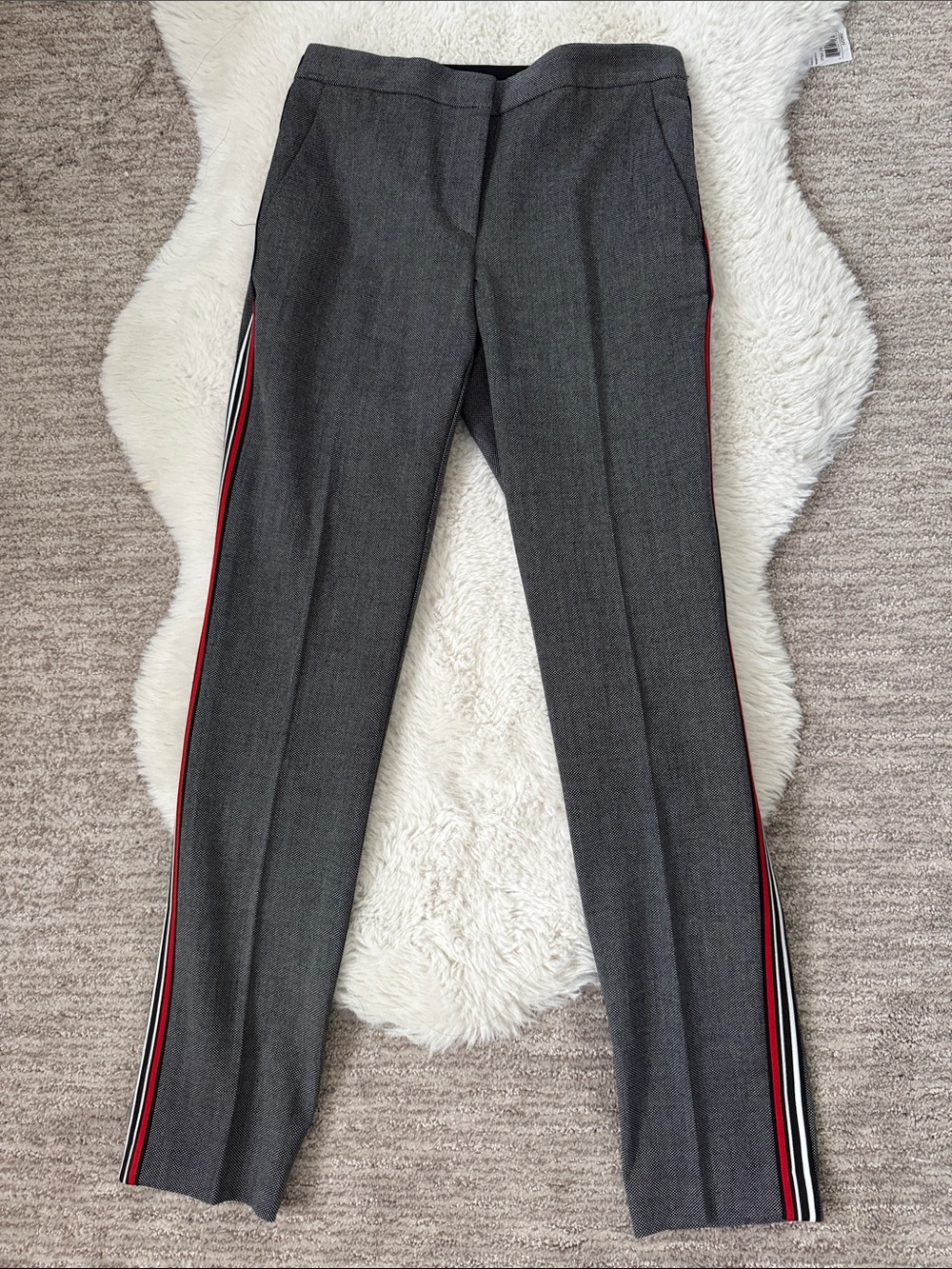 Zara Gray Dress Pants with Red & Black Side Stripes